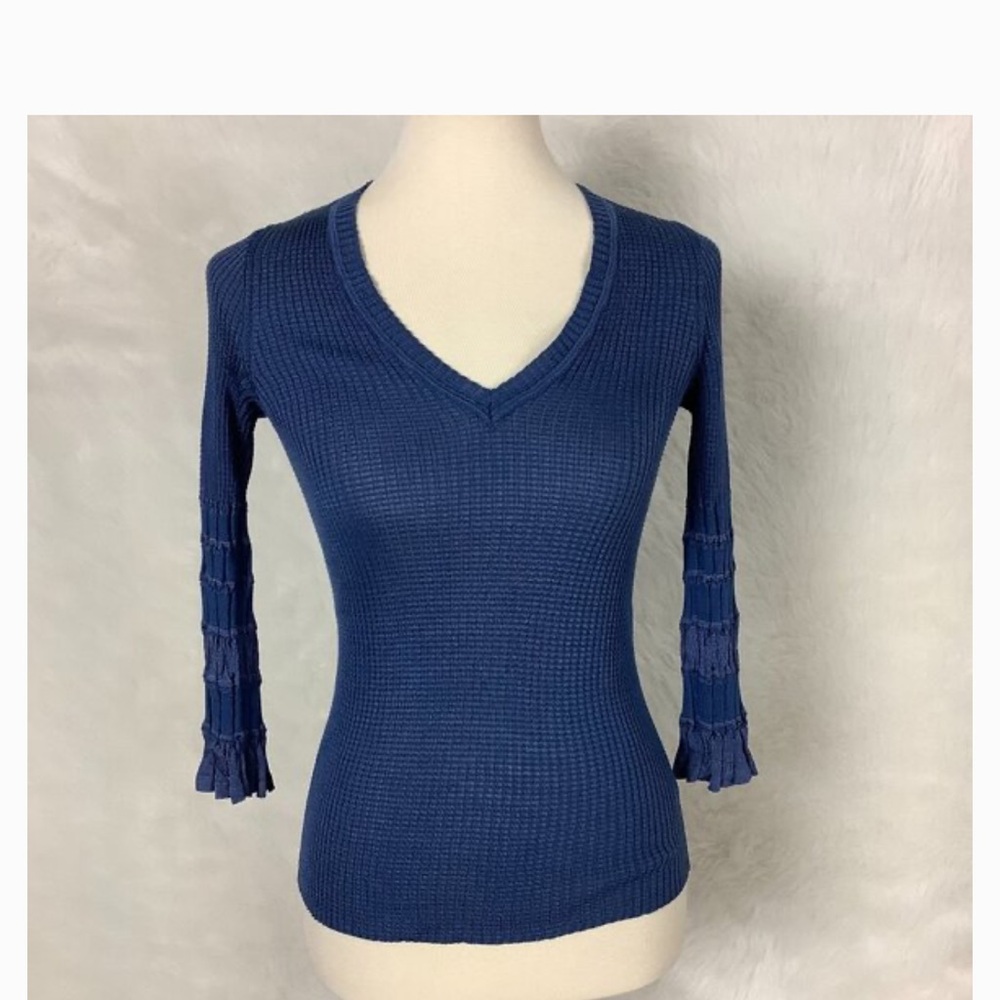 Missoni Navy Ribbed V-Neck Sweater